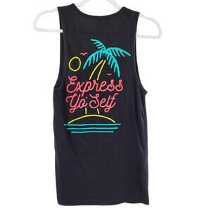 Vintage SB Supremetex Black Graphic Print GOOD VIBES EXPRESS YA'SELF Tank Size M